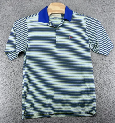 Camisa polo de golf Donald Ross verde azul a rayas manga corta para hombre pequeña S Foto 1 de 4