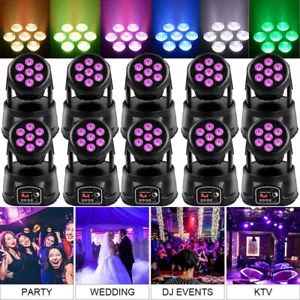 10PCS 105W Stage Lighting 7LED RGBW Beam DJ DMX512 Disco Party Moving Head Light - Picture 1 of 17
