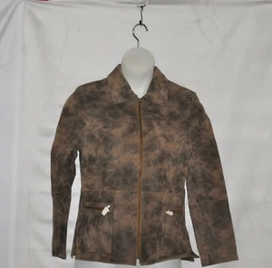 Linea by Louis Dell'Olio Fully Lined Distressed Leather Jacket Size S Brown - Picture 1 of 2