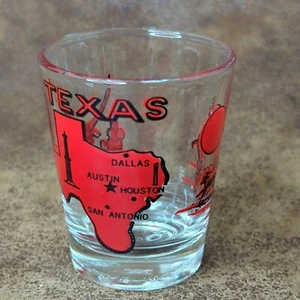 Texas Shot Glass Red Cowboy State Austin Dallas Houston Souvenir Vintage  - Picture 1 of 5