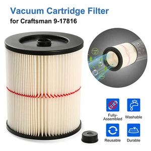 Craftsman 9-17816 Cartridge Vac Filter Fits Red Stripe Vacuum 5 Gallons Wet Dry - Picture 1 of 7