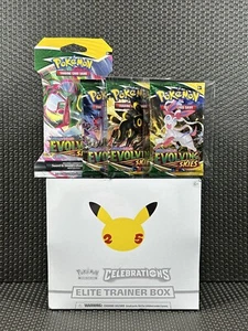 Pokémon TCG Celebrations Elite Trainer Box + 4 Evolving Skies Booster Packs. - Picture 1 of 4