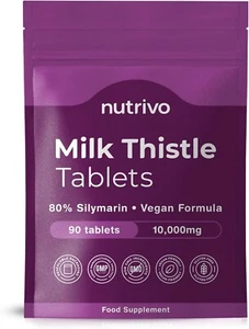 Nutrivo Milk Thistle High Strength Tablets 10, 000mg & 80% Silymarin 90 tablets - Picture 1 of 5