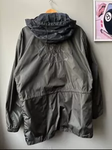 Prada Double sided Nylon Long Jacket Big Logo Back Mens size Xlarge - Picture 1 of 14