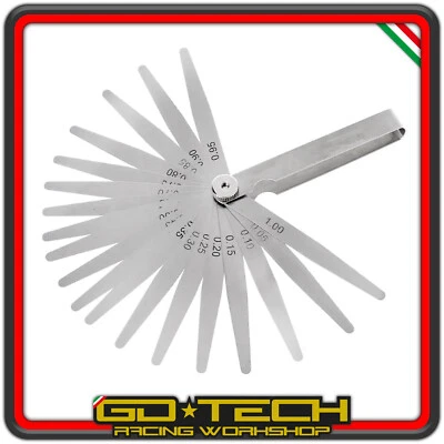 SPESSIMETRO 20 LAME VALVOLE MISURAZIONE SPESSORE 0.05-1.00 mm LAMINE IN ACCIAIO - Image 1 of 4