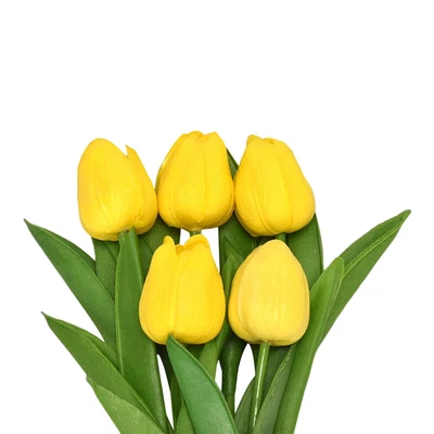 PACK de 5 tulipanes artificiales tacto real nupcial hogar boda fiesta festival decoración Foto 1 de 4