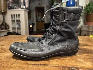 Calvin Klein Men's Black Leather Ranger Buckle Combat Boots Size 10.5 M - Picture 1 of 11