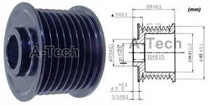 TRUE OVERDRIVE 8 GROOVE SMALLER 45mm PULLEY FORD GM ALTERNATORS 17mm bore  - Picture 1 of 4