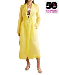 RRP €1749 JASON WU COLLECTION Organza Topcoat US12 UK16 IT48 XXL Silk Lined Belt - Picture 1 of 7