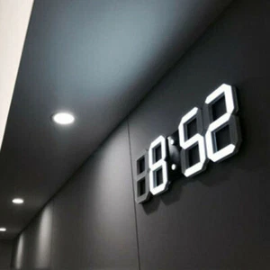 LED Night Wall Clock 3D Digital Alarm Watch Display Temperature Modern USB Home - Picture 1 of 13