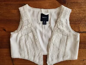 GAP KIDS Girls XS (4-5) Vest Cream Cotton Crochet - Picture 1 of 5