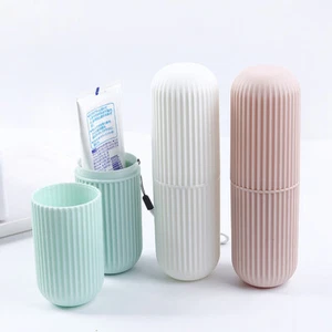 Toothbrush Paste Holder Case Covered Camping Travel Bathroom Cup Box Tooth Mug - Picture 1 of 16
