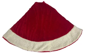 FALDA ÁRBOL DE NAVIDAD Roja con Piel Sintética Borde Blanco Decoración Vacacional 45” Terciopelo De Colección - Imagen 1 de 11
