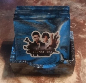 Supernatural Coaster set with holder - Made by Melb Artist - Picture 1 of 4
