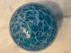 Round Blue Blown Glass Globe Solar Light ? 5.5" - Picture 1 of 6