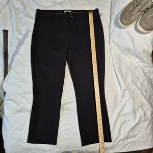 NWT ANTHROPOLOGIE DRESS PANTS ESSENTIAL SLIM SZ 12 BLACK 32x24 - Picture 1 of 19