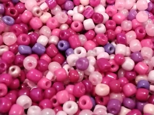 Glass Opaque & Transparant Seed Bead, Violet Red Mix, 4-4.5x3-3.5mm, 50grams. - Picture 1 of 2