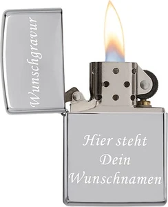 Benzinfeuerzeug Sturmfeuerzeug mit Wunschgravur Name - Feuerzeug mit GESCHENKBOX - Bild 1 von 3