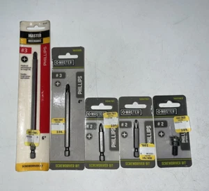 Phillips Screwdriver Bit #2 #3 Long & Short Shaft Master Mechanic Set of 5 - Picture 1 of 21
