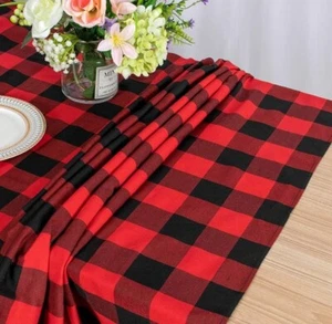 WEIHNACHTEN Bauernhaus Tischdecke Büffel Karo rot/schwarz Stoff 68”x 68” - Bild 1 von 4