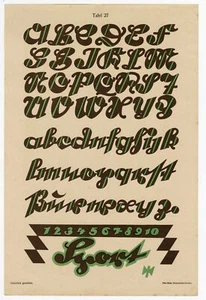 Placa de alfabeto en color Art Deco de 1930 27, letras, tipografía, diseño gráfico - Imagen 1 de 1