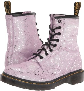 Dr. Martens Women's 1460 8 Eye Boot Suede Lilac Metallic Paint Splatter Size 10 - Picture 1 of 10