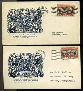 703 YORKTOWN FDC MATCH SET OF 2 DIFFERENT SERIES PLANTY P5 STOUTENBERG CACHETS - Picture 1 of 2