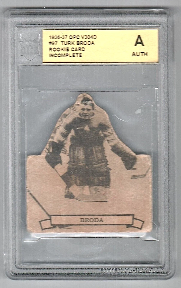 1936-37 O-Pee-Chee V304D #97 Turk Broda Rookie Missing Die-cut ACA Authentic - Image 1 of 2