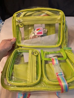 Mochila Lisinuo Transparente Resistente Aprobada por Estadio Bolso de Libro Escolar Verde Neón Nueva con Etiquetas Foto 1 de 4