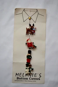 4 Cubiertas de Botones de Navidad de Resina Artesanales Papá Noel Reno Cascanueces Muñeco de Nieve - Imagen 1 de 6