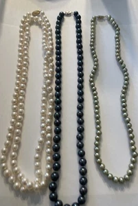 Lotto 3 pezzi collana perle oro 14 carati bianco blu verde CP FIC - Foto 1 di 10