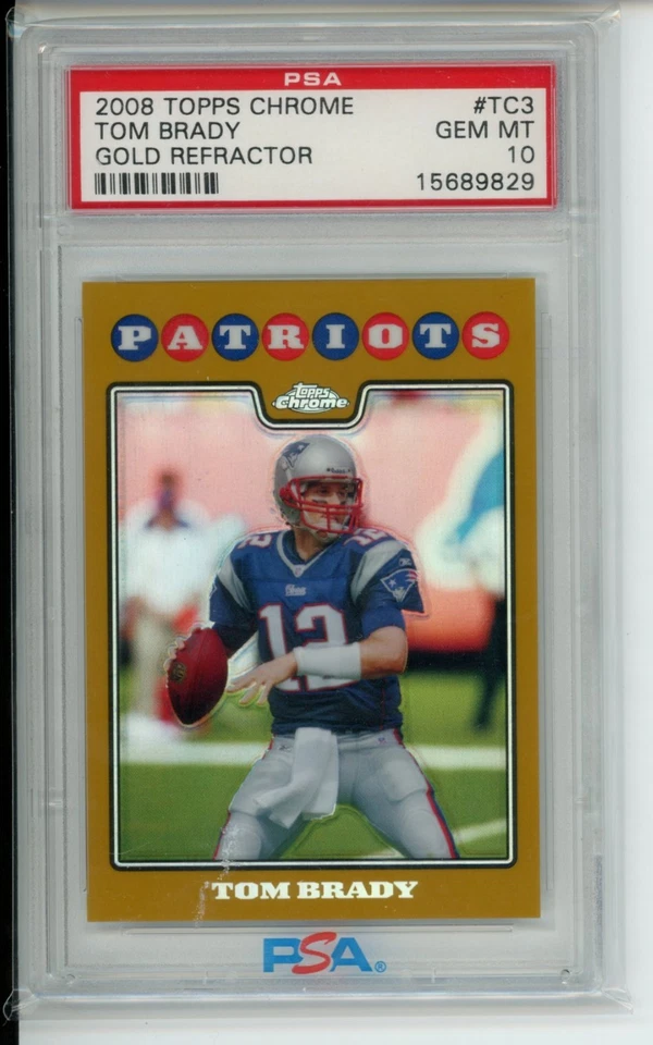 2008 TOPPS CHROME TOM BRADY #TC3 GOLD REFRACTOR /199 PSA 10 - Image 1 of 2