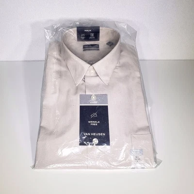 Van Heusen Men's Fitted Wrinkle Free Stone Poplin Dress Shirt 16.5" 32/33 L NWT - Image 1 of 4