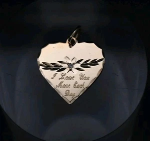 Lovely 9ct Gold & Diamond I love you more each day Heart Pendant Charm 22mm  - Picture 1 of 3
