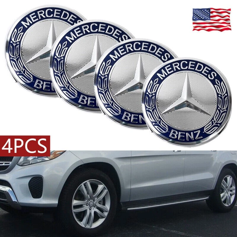 Fit For Mercedes Benz C300/350 Wheel Center Caps Emblem Blue Rim Hub Cover Badge - Image 1 of 4