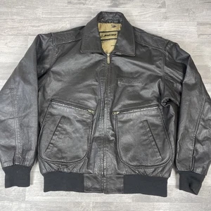 Vintage Boeing Leather Jacket Men’s Large Genuine Bomber Flight Aviator Coat - Picture 1 of 9