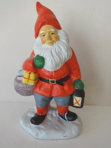 FIGURA DE CERÁMICA ELFO GNOMO NAVIDAD DE COLECCIÓN PINTADA A MANO COMO ESTÁ DECORACIÓN ESTATUA LINTERNA - Imagen 1 de 10