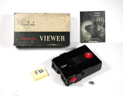 Stereo Realist red button 3D slide viewer box instructions + LED bulb by DrT - Image 1 of 4