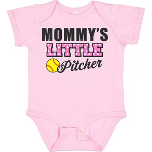 Inktastic Mommys Little Pitcher Softball Baby Bodysuit Sports Kids Mommy I Love - Picture 1 of 10