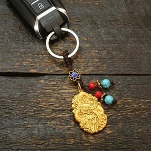 Dragon Year Bronze Double-sided Dragon Pendant Car Keychains Bag Decorations-! - Picture 1 of 29