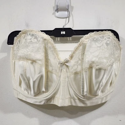 Goddess Womens Plus Size Strapless Underwire Bra Ivory Lace 46C Sexy Lace Nylon  - Image 1 of 4