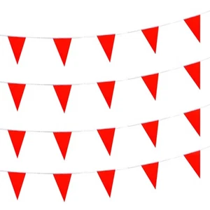 100 Feet Solid Red Pennant Banner Flags String Triangle Bunting Flags,Decorat... - Picture 1 of 5
