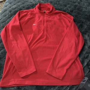 Vintage Nike Team Therma-FIT 1/4 Zip Fleece Top Men's Large Pullover Jacket Red - Picture 1 of 7