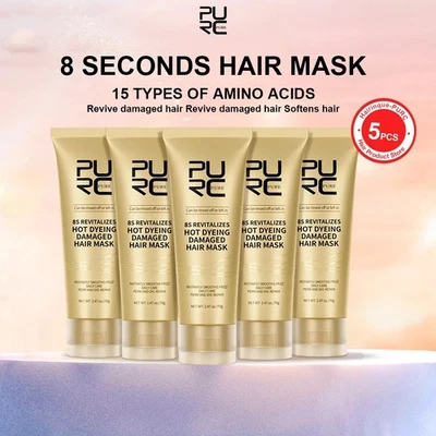 Juego de mascarilla capilar PURC 8 segundos reparación instantánea queratina encrespada dañada suavizante Foto 1 de 4