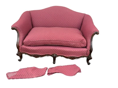 66703   Antique CUSTOM CRAFTED Louis XV Loveseat Sofa Couch Settee - Image 1 of 4