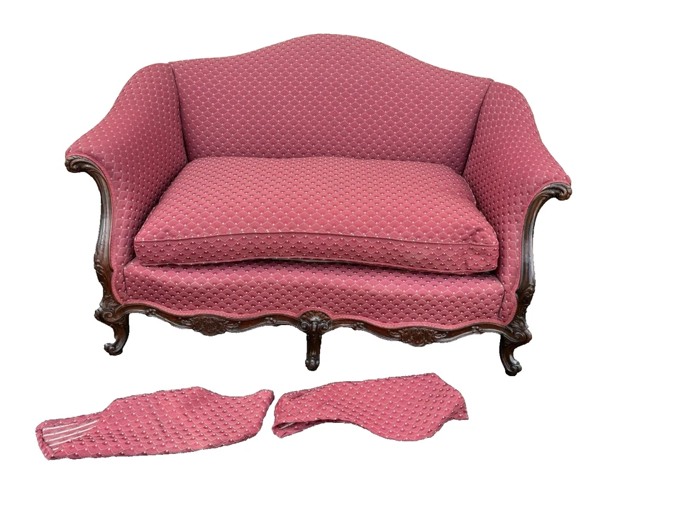 66703   Antique CUSTOM CRAFTED Louis XV Loveseat Sofa Couch Settee - Image 1 of 4