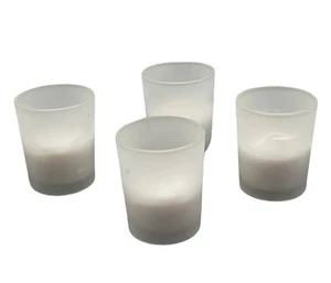 mattierte Votivkerzenhalter 4er Set Glas Dekor 2x2,5" LESEN - Bild 1 von 5