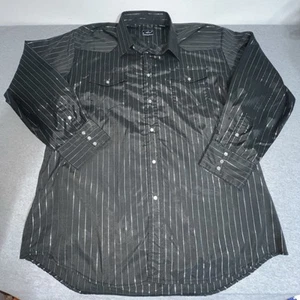 Roper Western Pearl Snap Button Up Men’s 2XL Long Sleeve Black w/Metallic Stripe - Bild 1 von 11