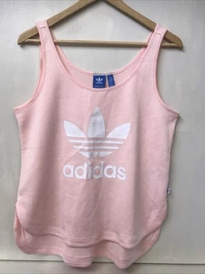 Adidas Tank Top Mesh High Low Women's Pink Peach Sleeveless Trefoil Logo Size M - Picture 1 of 5