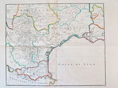 Languedoc Roussillon Golfe de Lyon Antique Map France De Berey Hand Colored - Image 1 of 4